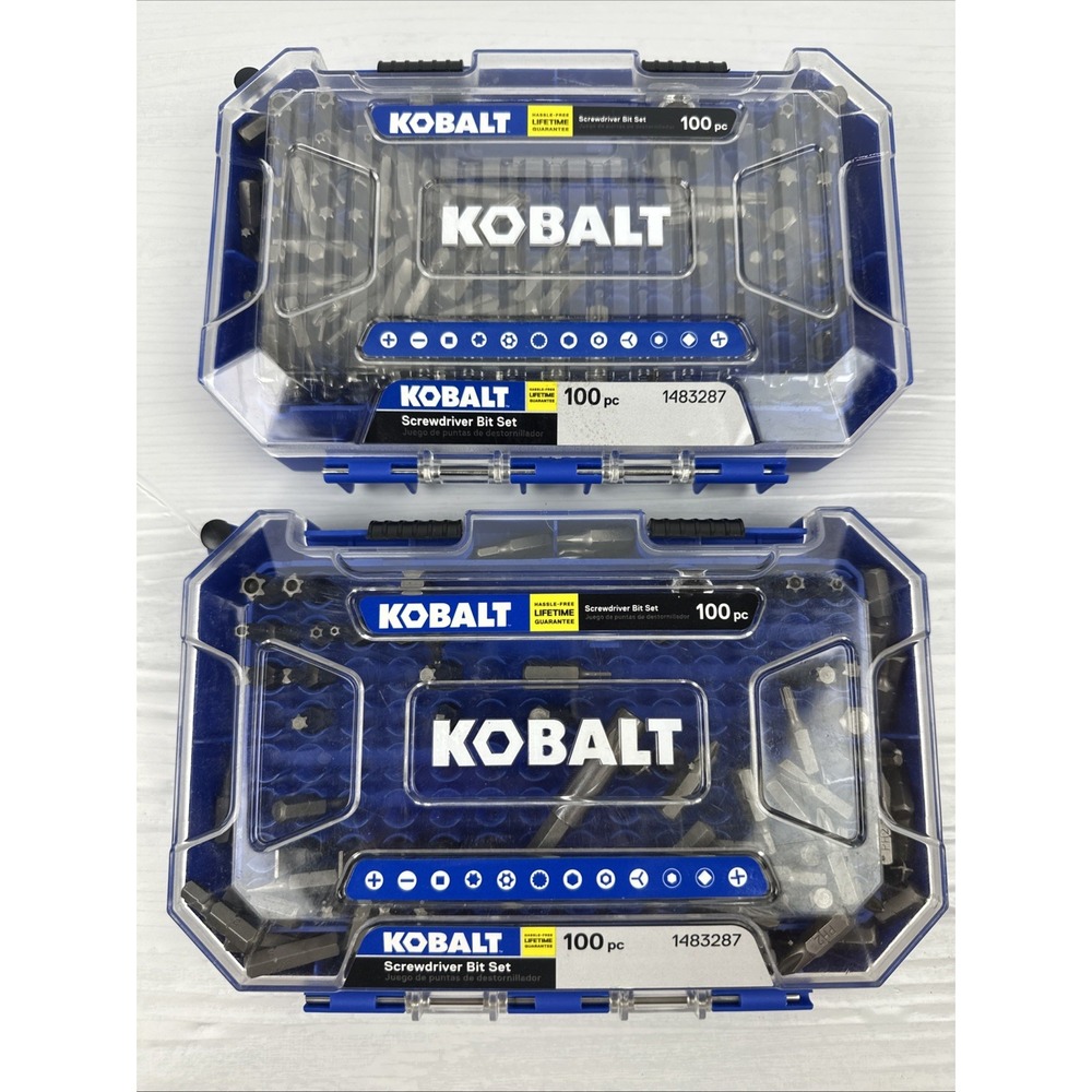 Lot Of 2 New Kobalt 1483287 100-Piece 1-in Steel Hex Shank Screwdriver Bit Set